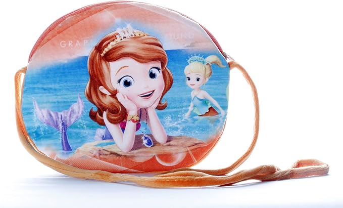 HC Toys LLP | Mermaid Princesses Soft Cute Cartoon Printed Canvas Material Sling Bags for Baby Girls Kids Casual Purse (Age 1 to 8 Years) | Red