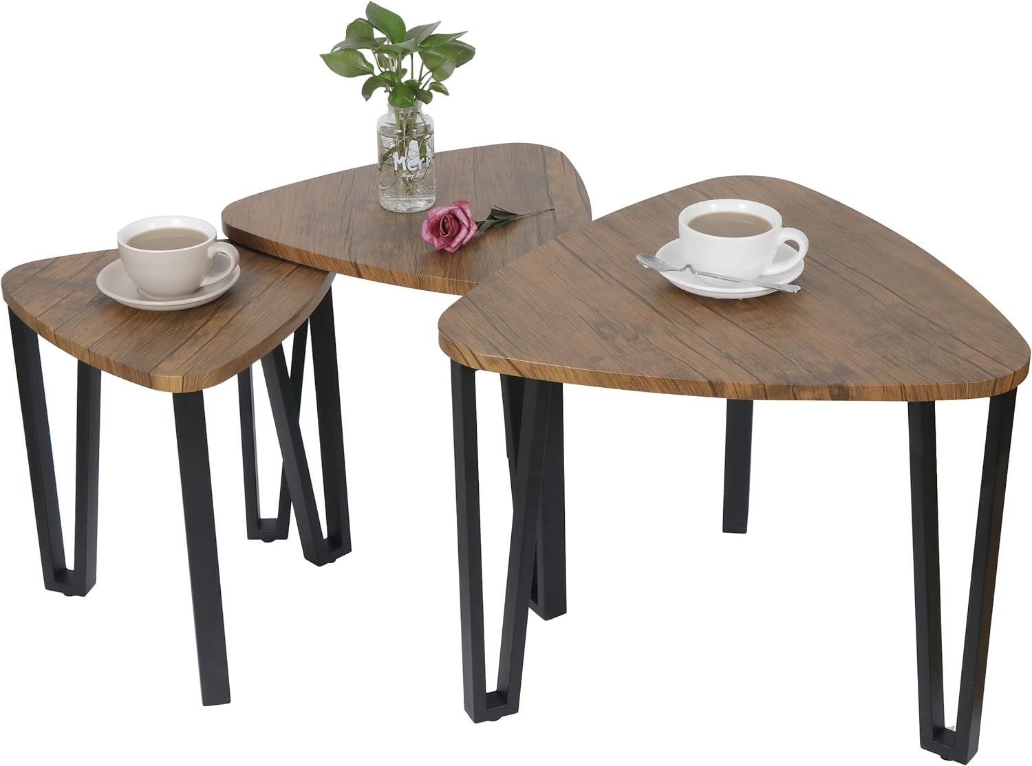 Trendy Bbbuy Nesting Coffee Tables Industrial End Side Tables Stacking Nightstands Set Of 3 Metal Framed Furniture For Living Room Home Office Brown Kitchen Dining Fast Delivery And Free Shipping On All