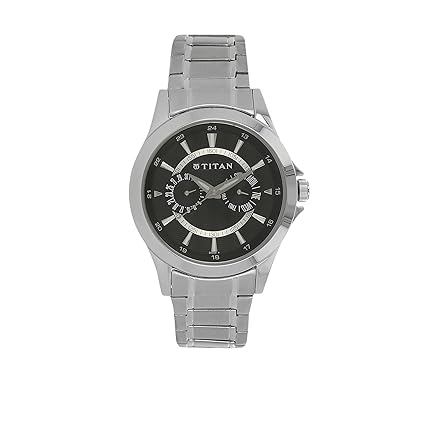 Titan Mens Contemporary Chronograph/ Multi Function Work Wear Mineral Crystal, Quartz, Analogue, Water Resistant Wrist Watch