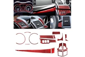Car Interior Accessories 17-piece red soft real carbon fibre driver's side air vent cover dashboard panel interior full set o
