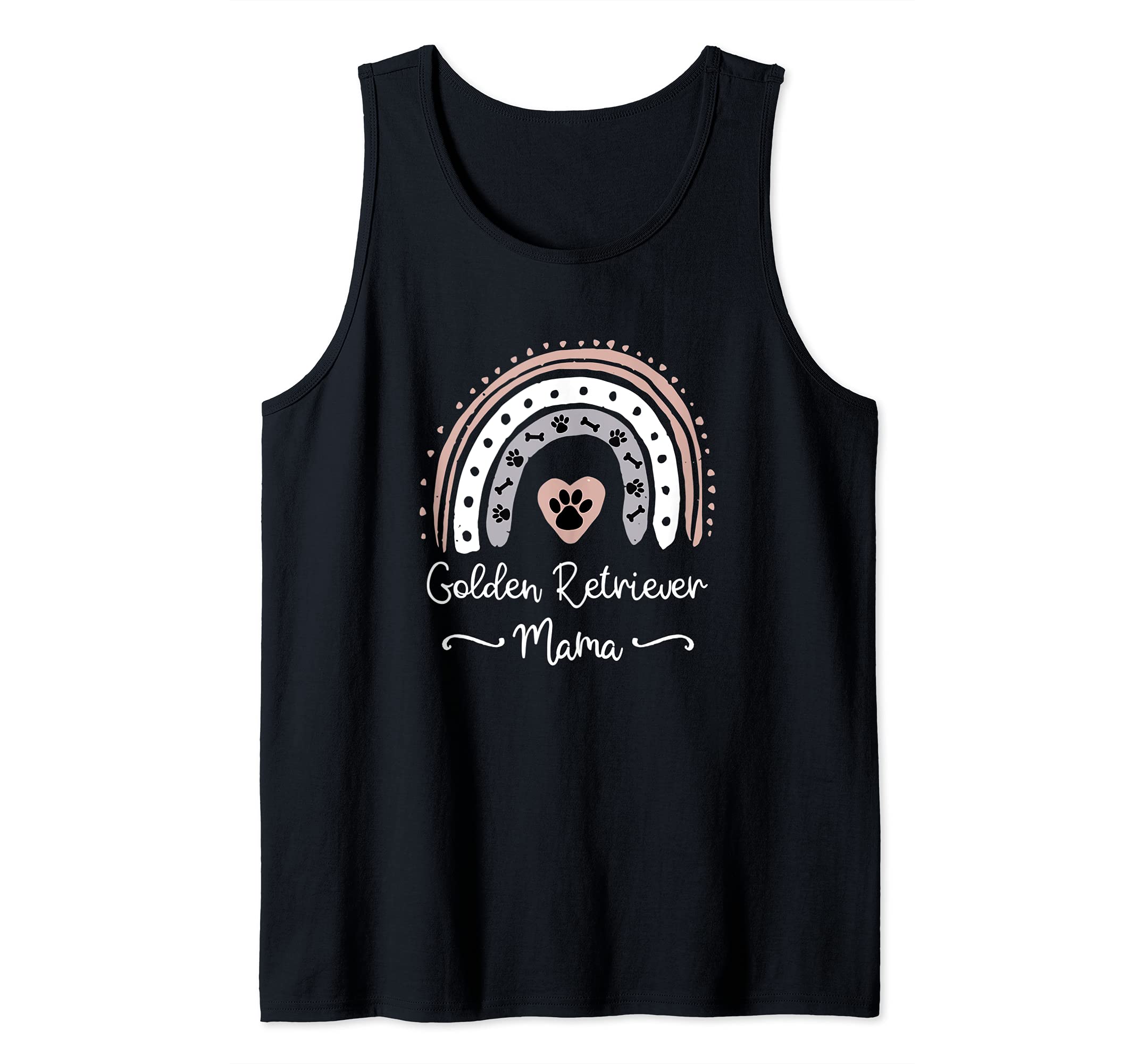 Golden Retriever Mama / Dog Mom Quote Pink Rainbow Cute Paw Tank Top