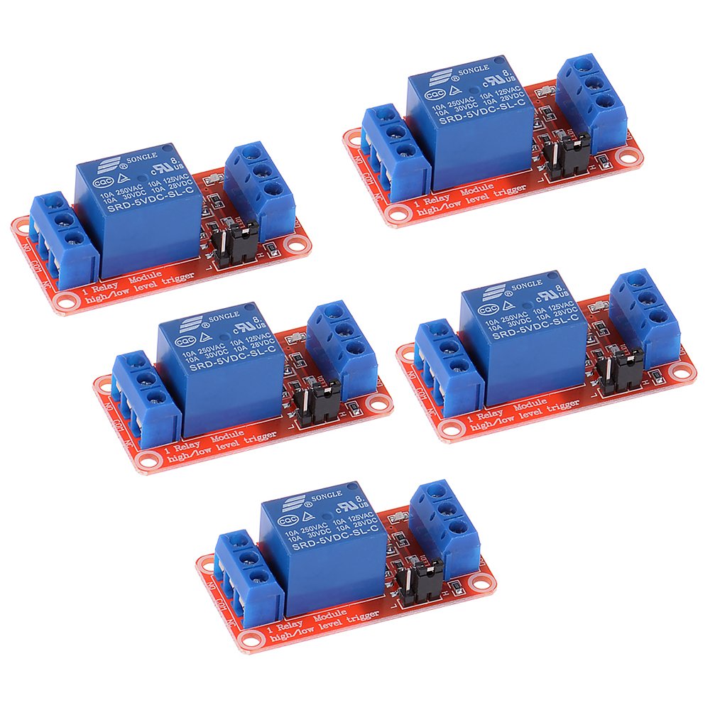 Anmbest 5PCS 5V 1 Channel Relay Module with Optocoupler High/Low Level ...