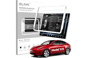 SUMK Tempered Glass Screen Protector for Tesla Model Y /3 Accessories, [Anti-scratch & Anti Fingerprint& 9H] 15 inches TouchScreen Protector for Model Y (2020~2025) Model 3 (2017~2023) - Glossy