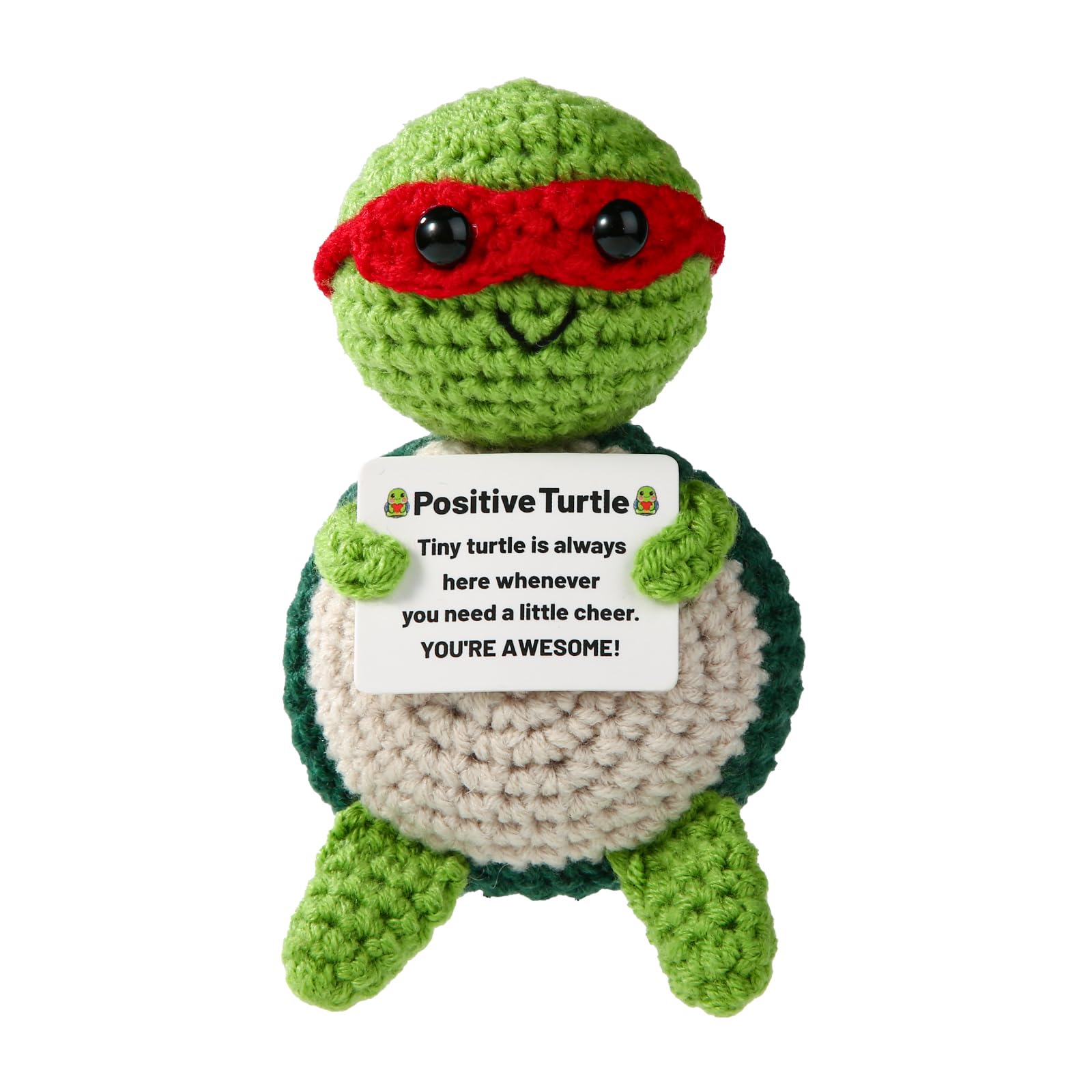 Photo 1 of Positive Turtle, Small Handmade Crochet Animals Cute Funny Emotional Support Turtle Doll Knitted Toy Ornament Inspirational Gifts for Christmas Birthday Party Desk Decor