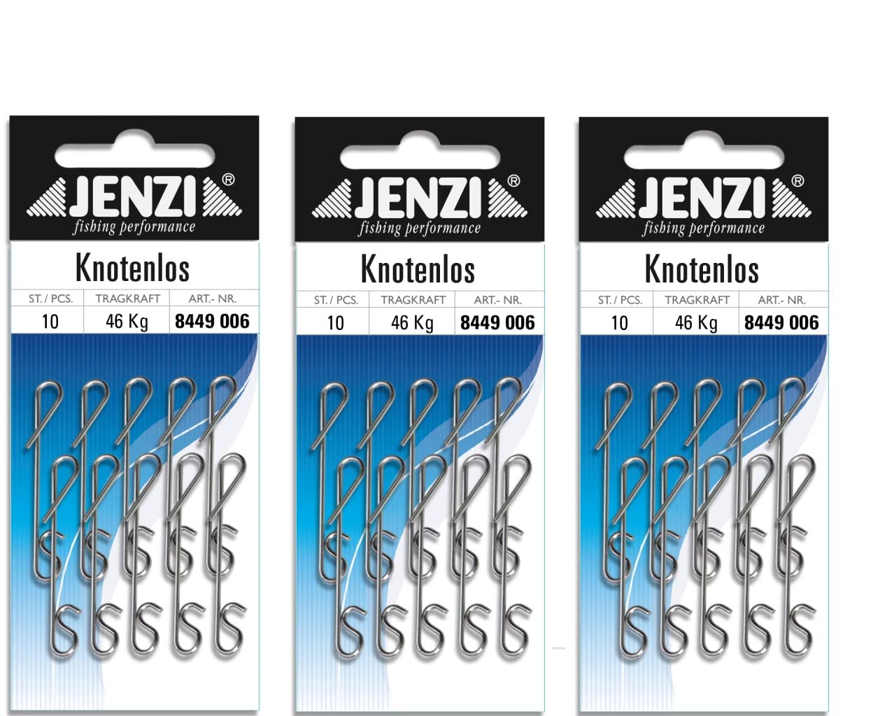 Jenzi Pack of 30 knotless cord connectors, extra strong 46 kg (3 packs of 10 pieces).