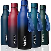 BJPKPK Insulated Water Bottles, 25 oz Stainless Steel Metal Water Bottle with Strap, BPA Free Leak Proof Jugs, Mugs, Flasks, Reusable Thermal Flasks for Sports & Travel, Blue Black