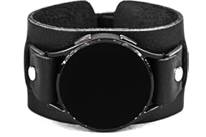 Leather wide cuff band 20mm 22mm Compatible with Samsung Galaxy Watch Classic Active Gear S2 S3 Classic Sport Frontier Pro an