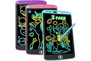 10 Inch LCD Writing Tablet, 3 Pack Colorful Doodle Board, Eye Protection Drawing Board with Lock & Delete FUNC, Birthday Gift