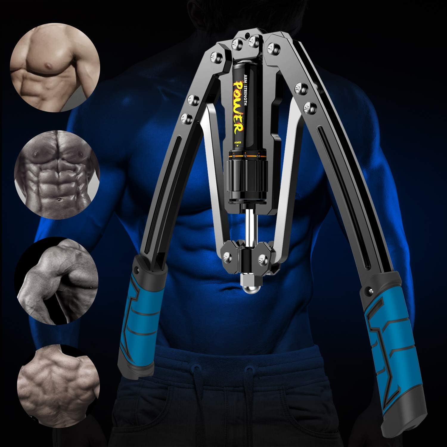 Adjustable Hydraulic Power Twister Arm Exerciser 22-440lbs Home Chest Expander Muscle Shoulder Training Fitness Equipment Arm Enhanced Exercise Strengthener Grip Bar Abdominal Builder (Blue) : Sports & Outdoors