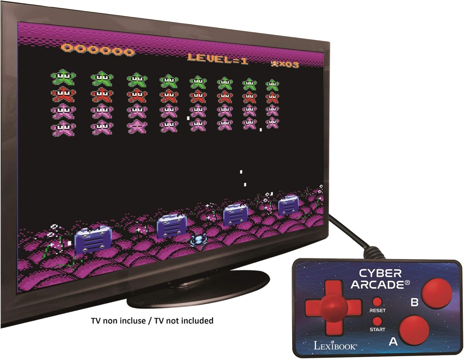 LEXIBOOK piece TV Console Cyber Arcade, 200 Games, Plug N’ Play