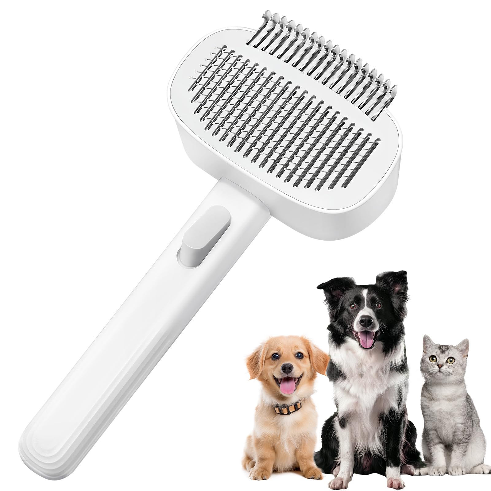 Photo 1 of MoeSoce 2-in-1 Deshedding Brush & Dematting Comb for Cats, Cat Brush for Long Haired Cats, Effectively Removes Matted Fur & Tangles, White