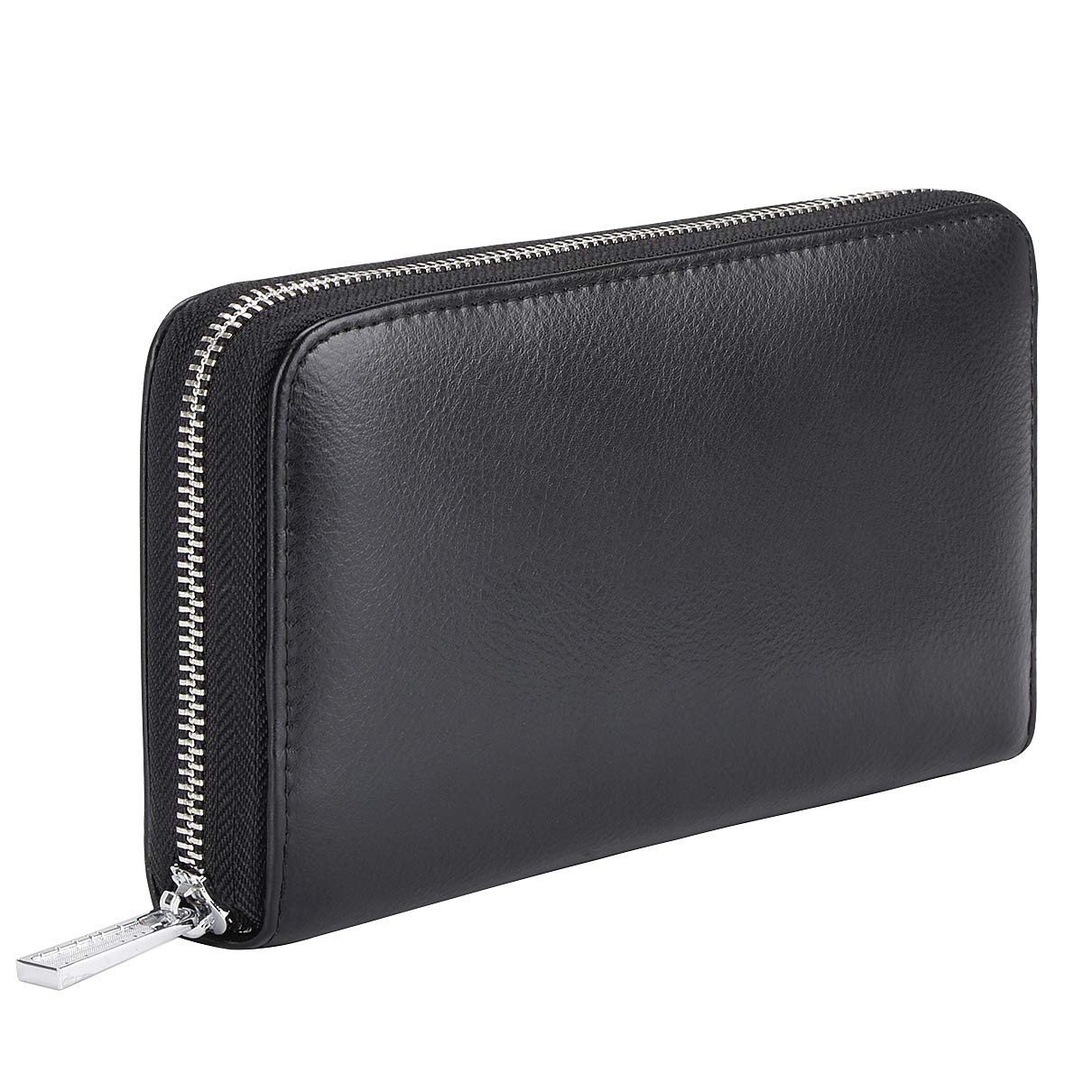Credit Card Wallet Leather RFID Card Case Wallet for Women Huge Storage Capacity (Black)