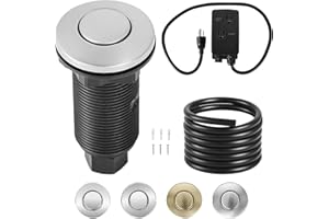 VEVOR Garbage Disposal Air Switch Kit, Dual Outlet Sink Top Air Switch for Food Waste Disposal, 3.5-inch Long Brushed Silver Stainless Steel ON/OFF Air Button for Granite, Marble, Quartz Countertops