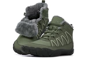 Hi-Y2Kgirls Winter Footwear Barefoot Shoes Women Men Zero Drop Barefoot Hiking Boots Slip On Warm Waterproof Snow Boot Minimalist Wide Toe Ankle Booties Five Finger Hike Shoes Outdoor