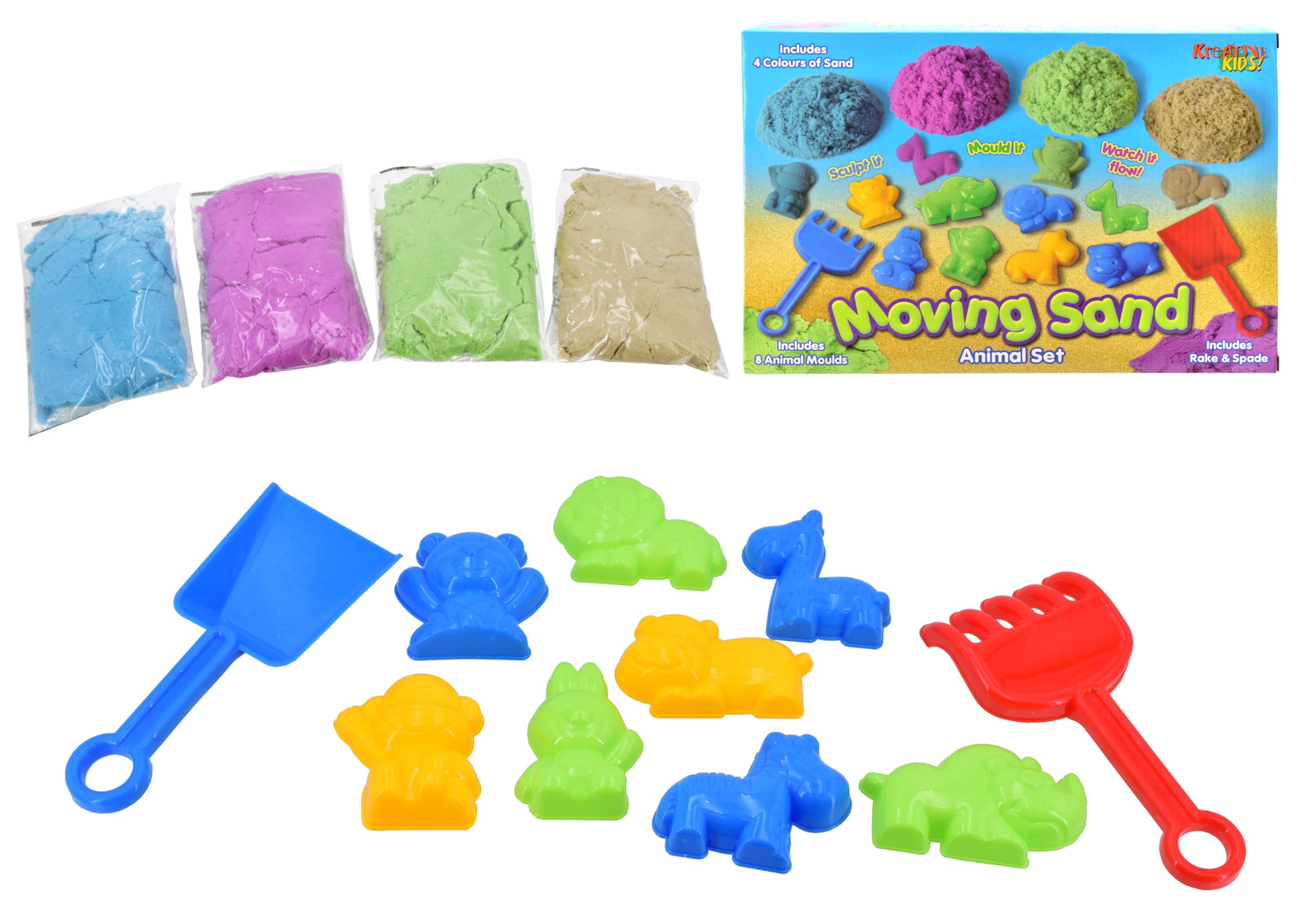 Kreative Kids 400g Moving Sand Animal Set Moving Sand and Moulds Art Set