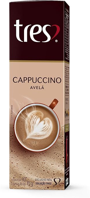 Cápsula de Cappuccino, Avelã, 10 Unidades, Tres, 3 Corações 