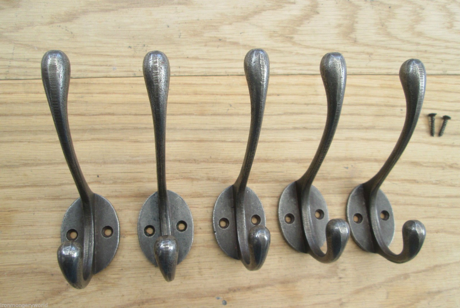 IRONMONGERY WORLD® 2 X CAST Iron Victorian HAT and Coat Hook Natural Old Finish School House Hook