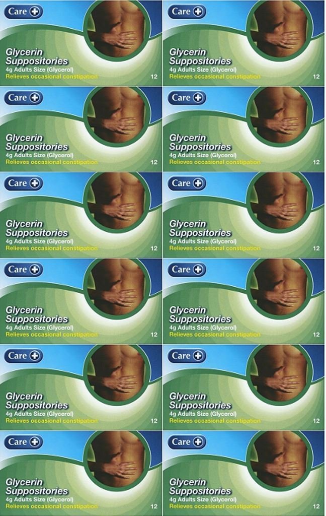 24 Packs of Care Glycerin Suppositories 4g Adult 12 Suppostories