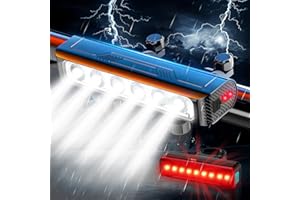 CHRMJERN Upgrade 10000 Lumen Super Bright 6 LED 6000mAh Bike Light for Night Riding,Aluminum Rechargeable Bicycle Headlight with Taillight-5+5 Modes,Waterproof Bike Headlight,Long Runtime for Cycling Commuting