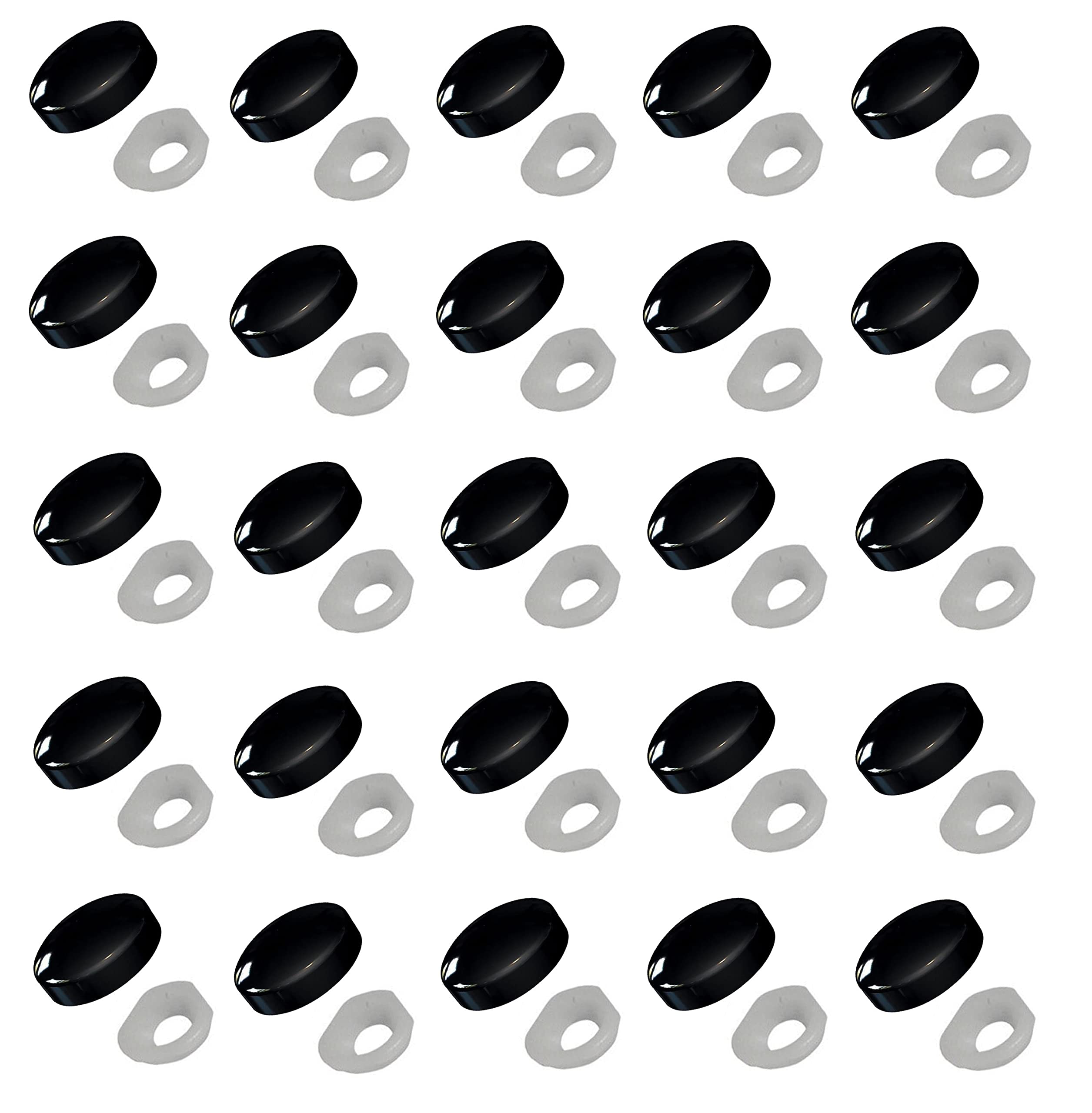 TERF® Black Two Piece Snap On Plastidome Cap 15mm (5/8 Inch) Diameter Clip On Plastic Dome Covers for Ø 6g - 8g (3.5mm - 4mm) Screw Size - Pack of 20