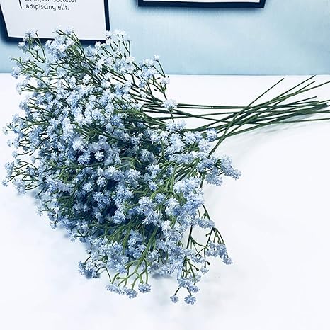 Amazon ファッション10個ホワイトカスミソウ人工フェイク美しい花ホームパーティー結婚式の装飾の花 ブルー 造花 オンライン通販