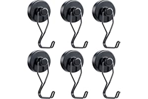 Tohoer Magnetic Hooks, 100LBS Neodymium Magnets Hook Heavy Duty with Rust Proof for Fridge, Refrigerator, Oven, Grill, BBQ, Key, Tools Holder, Kitchen, Outdoor, Hanging Wreaths, Utensil Hangers