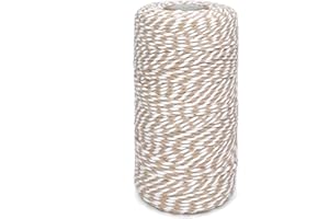 LEECOGO Twine String Coffee and White Butchers String 328 Feet 2mm Thick Christmas Twine String for Wedding Decor Gift Wrapping DIY Crafts Home Decoration String Art
