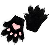 HAOAN Furry Fur Cat Wolf Fox Dog Fluffy Animal Paws Claws Gloves Mittens Hands Costume Cosplay Halloween Christmas for Kids