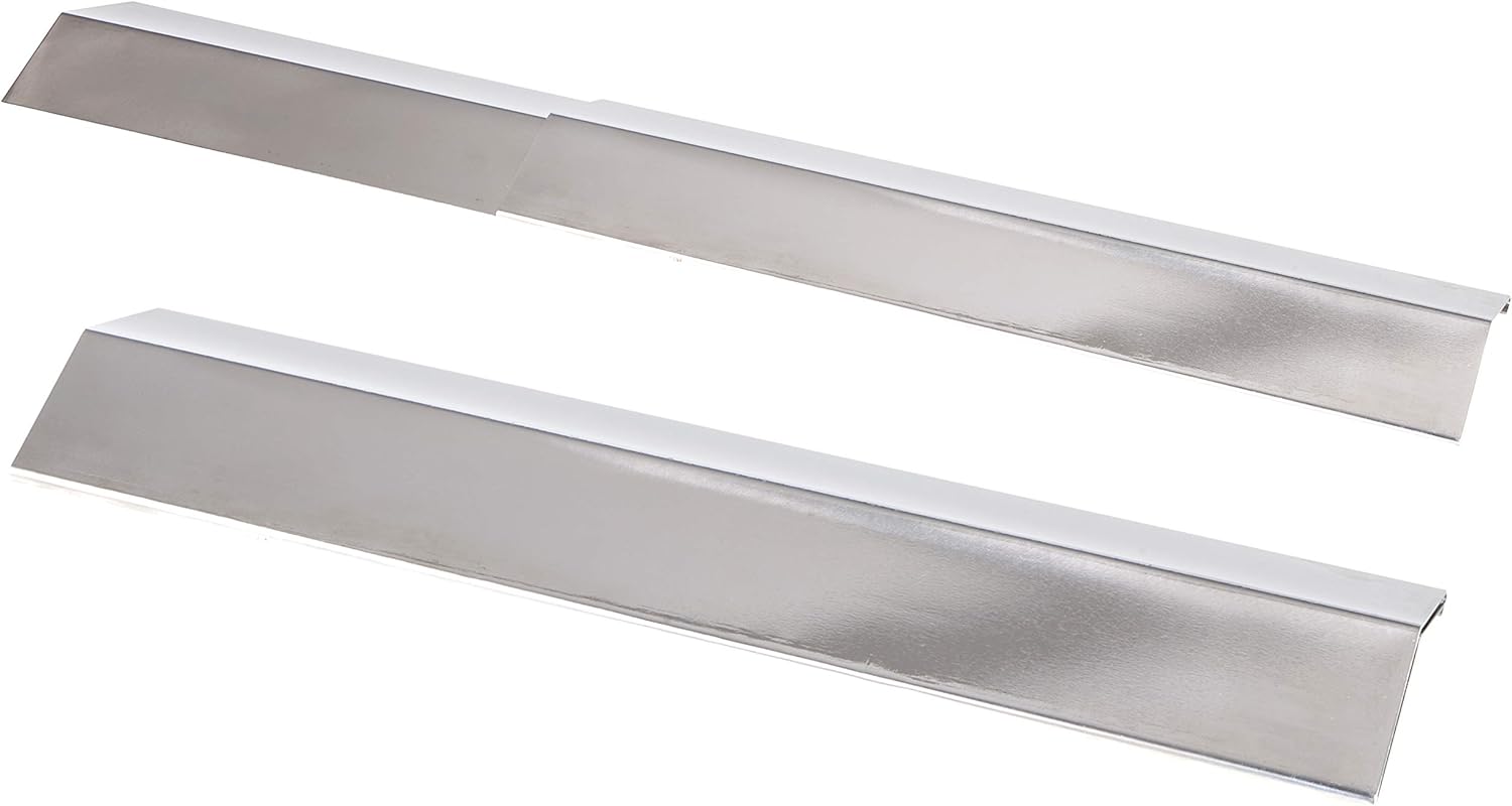 Allgrill Das ausziehbare Universal-Flammschutzblech aus Edelstahl, stufenlos verstellbar von 35 bis 59 cm, Breite 9 cm, Höhe 2 cm