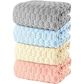 meishiqi Microfiber Bath Towels Large, 4-Pack, Super Absorbent, Quick Dry, Plush and Fluffy, Luxury Towel Set for Bathroom, Spa, Gym, Travel - 27.5″ x 55″, Mixed Colors