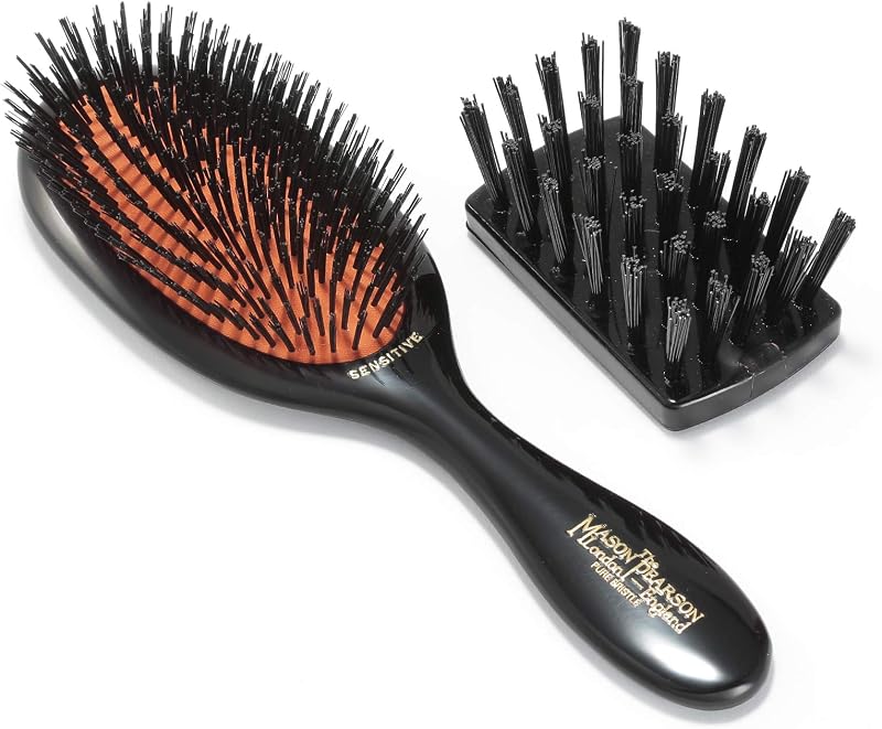 Mason Pearson Sensitive SB3 Pure Bristle Hair Brush with Cleaning Brush