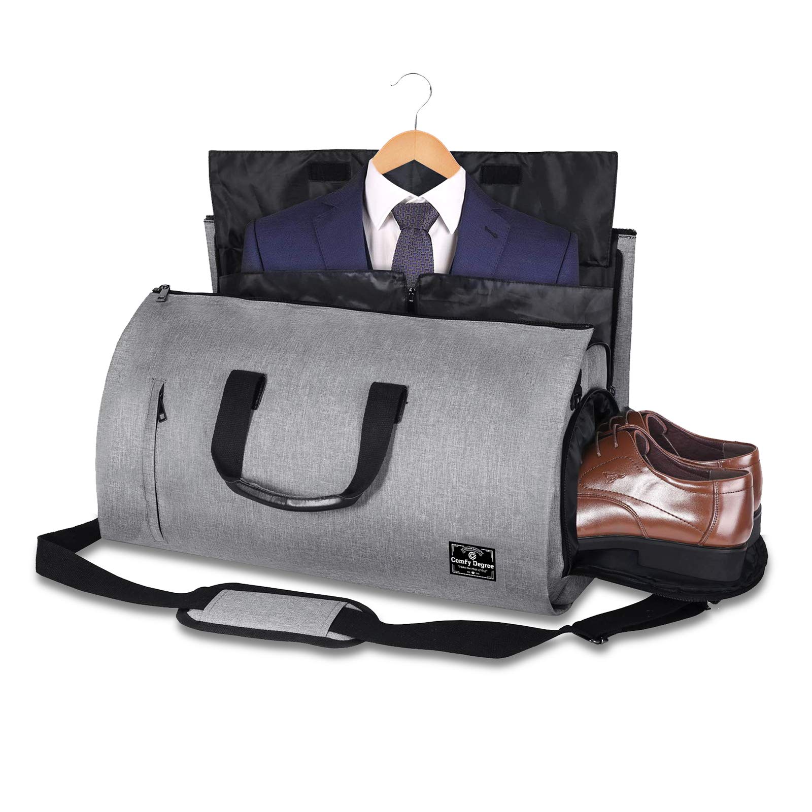 ComfyDegree Travel Garment Storage Bag | Carry On Convertible Multipurpose Duffle Bag | Breathable Suit Carrier Bag, Waterproof Overnight Luggage for Men & Women Office Flight Travel Organizer (Grey)