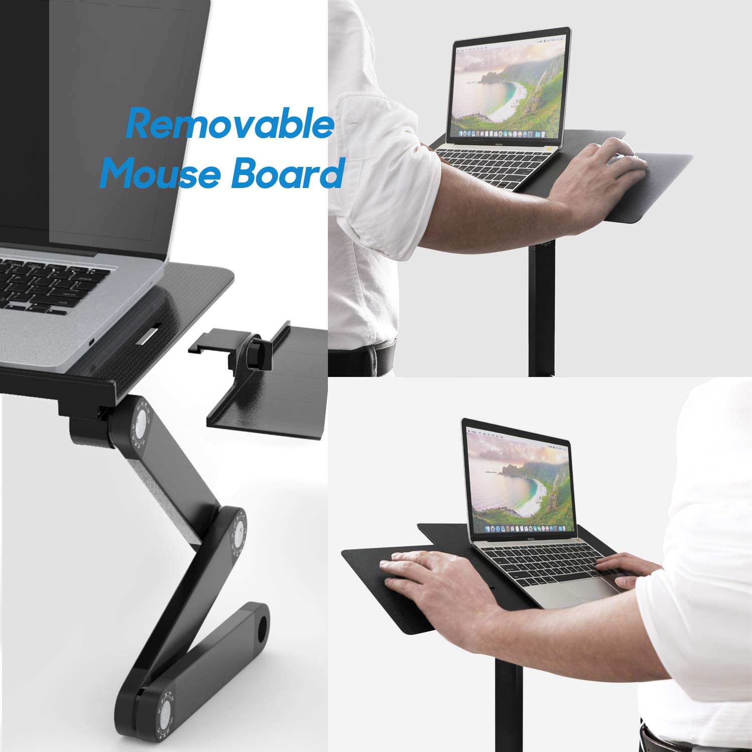 HUANUO Adjustable Laptop Stand, Portable Laptop Table Stand with 2 CPU