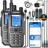 BAOFENG GMRS Handheld Radio Ham Radio Long Range GM21 Rechargeable Walkie Talkies,NOAA Weather Receiver GM-15 PRO 999 Channels Two Way Radio with USB-C Charger for Survival Gear Hunting,2 Pack