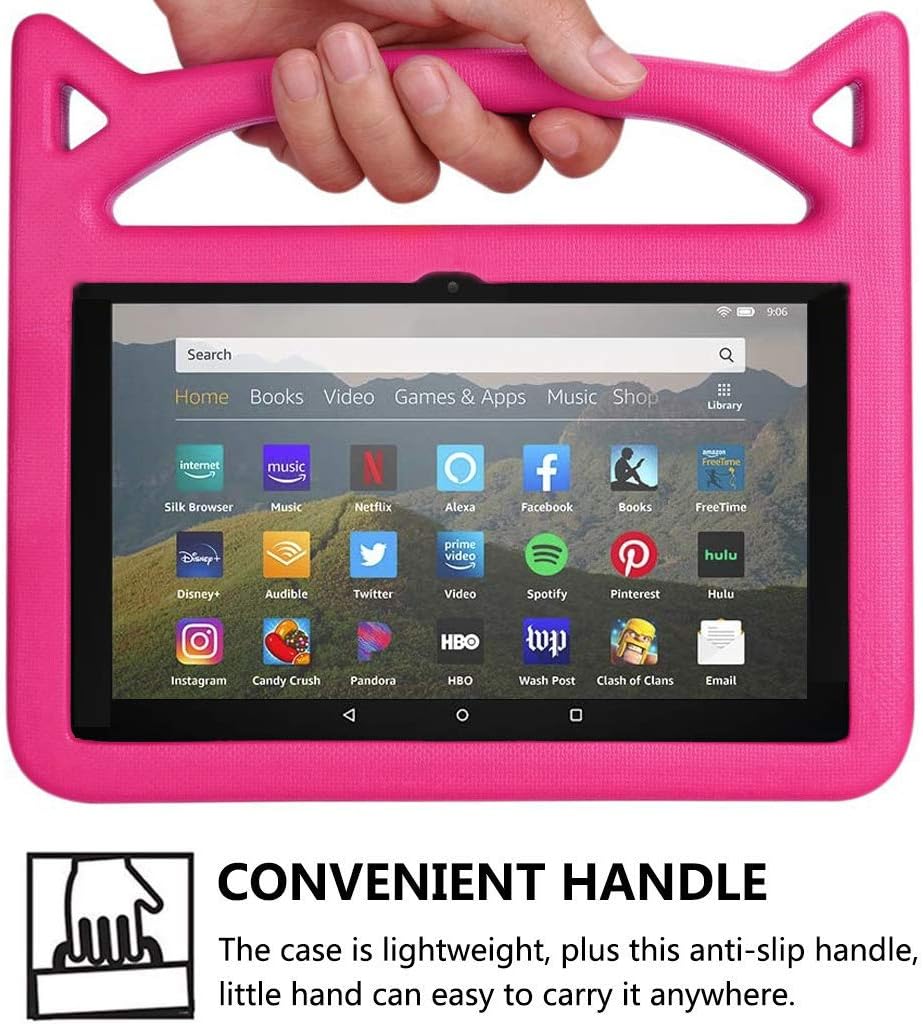 Fire HD 8 tablet Case,All-New Fire HD 8 Plus Tablet Case for Kids (12th/10th Generation,2024/2022/2020 Release),DJ&RPPQ Light Weight Shock Proof Handle Friendly Stand Kids Proof Protective Cover-Pink - Image 5