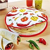 DOKKIA Tortilla Warmer Taco 12 Inch Insulated Cloth Pouch - Microwavable Use Fabric Bag to Keep Food Warm (12 Inch, Carnival 