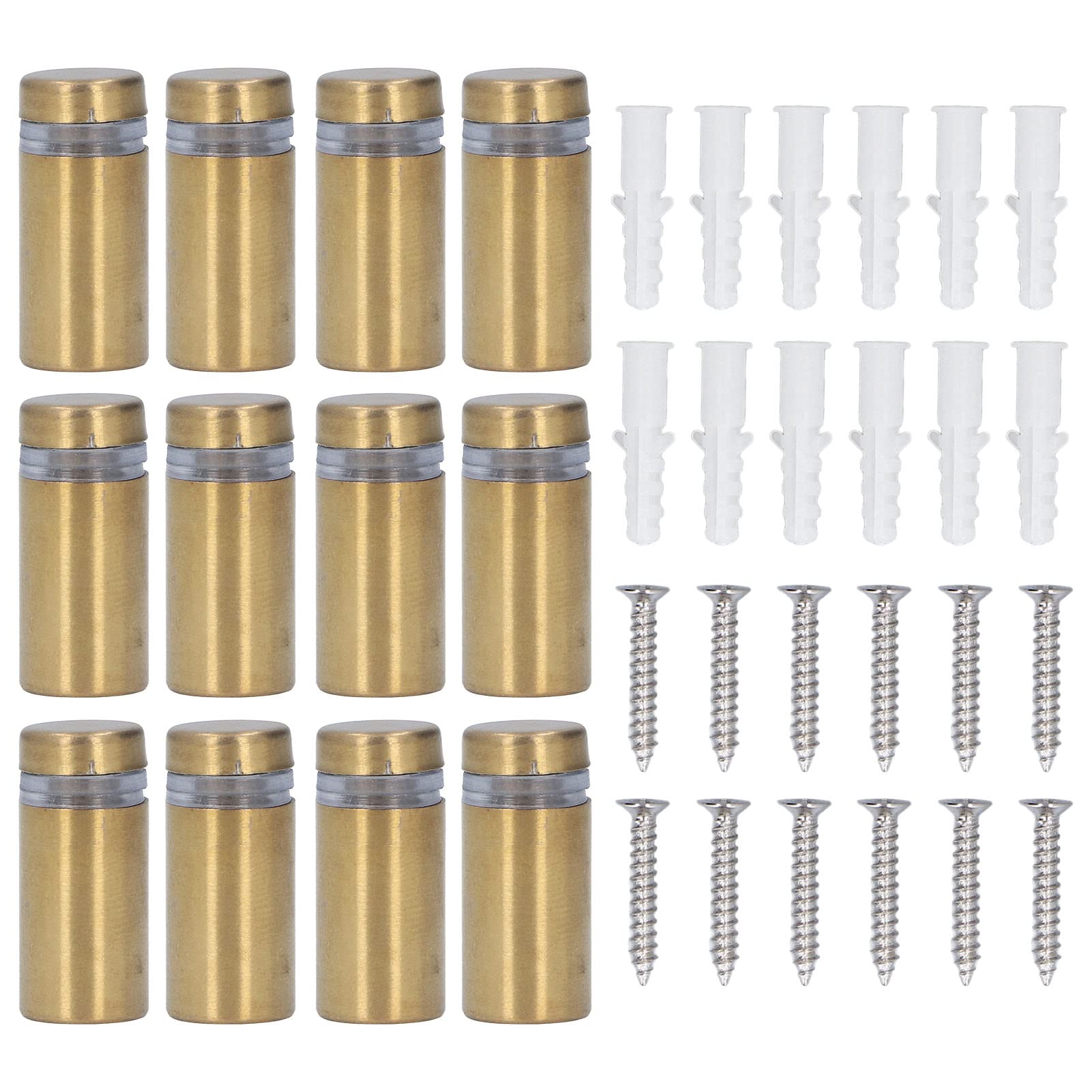 ViaGasaFamido 12Pcs Stainless Steel Standoff Fixings Screws Nails for Picture Frames Sign Displays Hanging 12x25mm Advertising Hardware