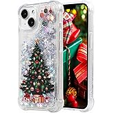FLOCUTE Glitter Christmas Case Compatible with iPhone 15 Glitter Case Christmas Tree Clear Soft TPU Rubber Bumper Girly Women Cute Liquid Holiday Case for iPhone 15 6.1‘’(Christmas Tree)
