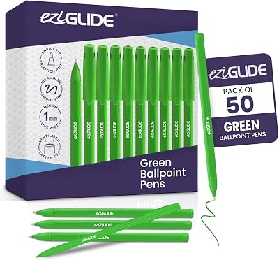 Eziglide Ballpoint Pen Set 50 Pack Green Medium Point 1.0mm