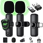 Wireless Lavalier Microphone for iPhone/Android Phone/Laptop/PC, IUMAKEVP 360° Adjustable Clip on Microphone with 100FT Trans