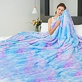MUGD Lightweight Blanket Fleece Large Blanket Blue Throw Blanket for Bed Queen Size