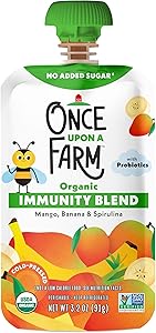 Once Upon a Farm Organic Mango Banana Spirulina Immunity Blend, 3.2 Oz Pouch