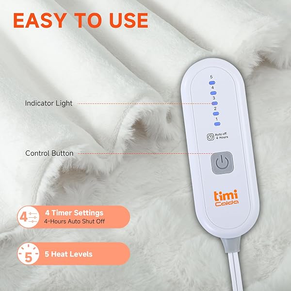 TIMICALDA HEATED BLANKET ELECTRIC THROW- 50″X60″ SOFT THICK BUBBLE ELECTRIC BLANKET FOR SOFA WITH 5 HEAT LEVELS & 4 HOURS AUTO-OFF OVERHEAT PROTECTION, WARM COZY GIFTS, CREAM