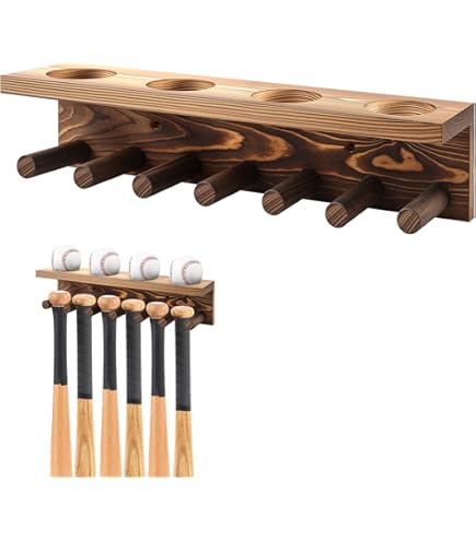 Wood Baseball Bat Holder And Ball Display Shelf Wall Mounted C 1148212