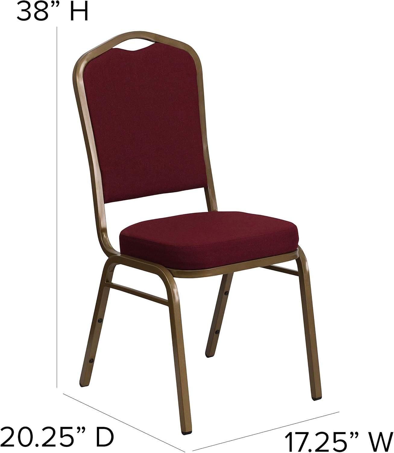 Flash Furniture HERCULES Series Crown Back Stacking Banquet Chair in Burgundy Fabric - Gold Frame: Furniture & Decor