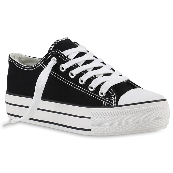 Stiefelparadies Damen Plateau Sneaker Prints Flandell