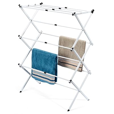 Foldable White Laundry Drying Rack with Tiers Kuwait Ubuy