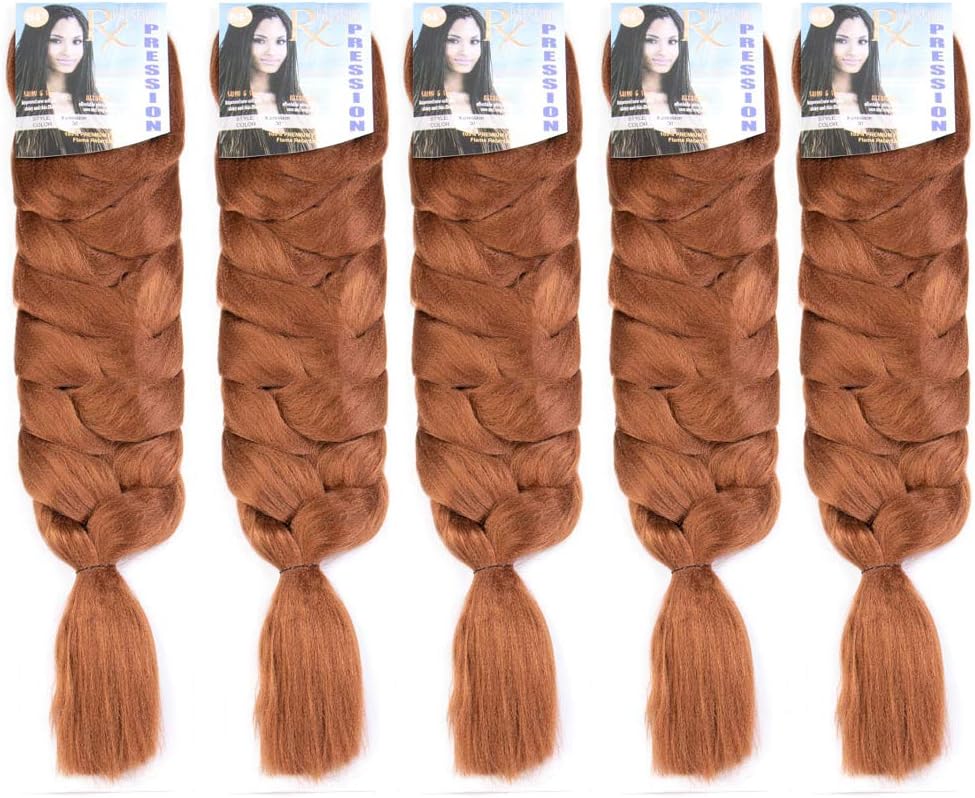RX-pression Premium Braiding Hair Synthetic Jumbo Xpression Ultra Braids Hair Extensions 5 Packs Kanekalon Braid Hair #30(Auburn)