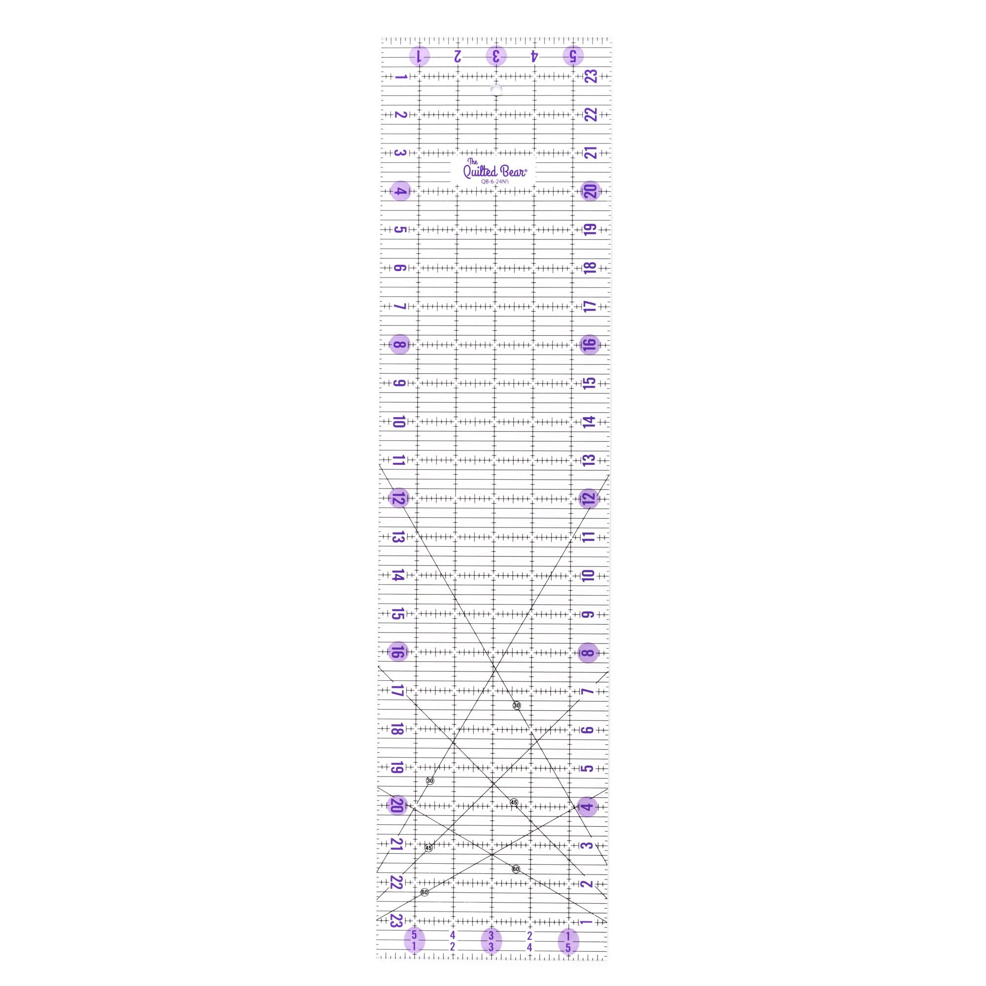 Quilting Rulers - Transparent Acrylic Non Slip Quilting, Patchwork & Sewing Ruler with Clear Black Lines & 30, 45 & 60 Degree Angles (6