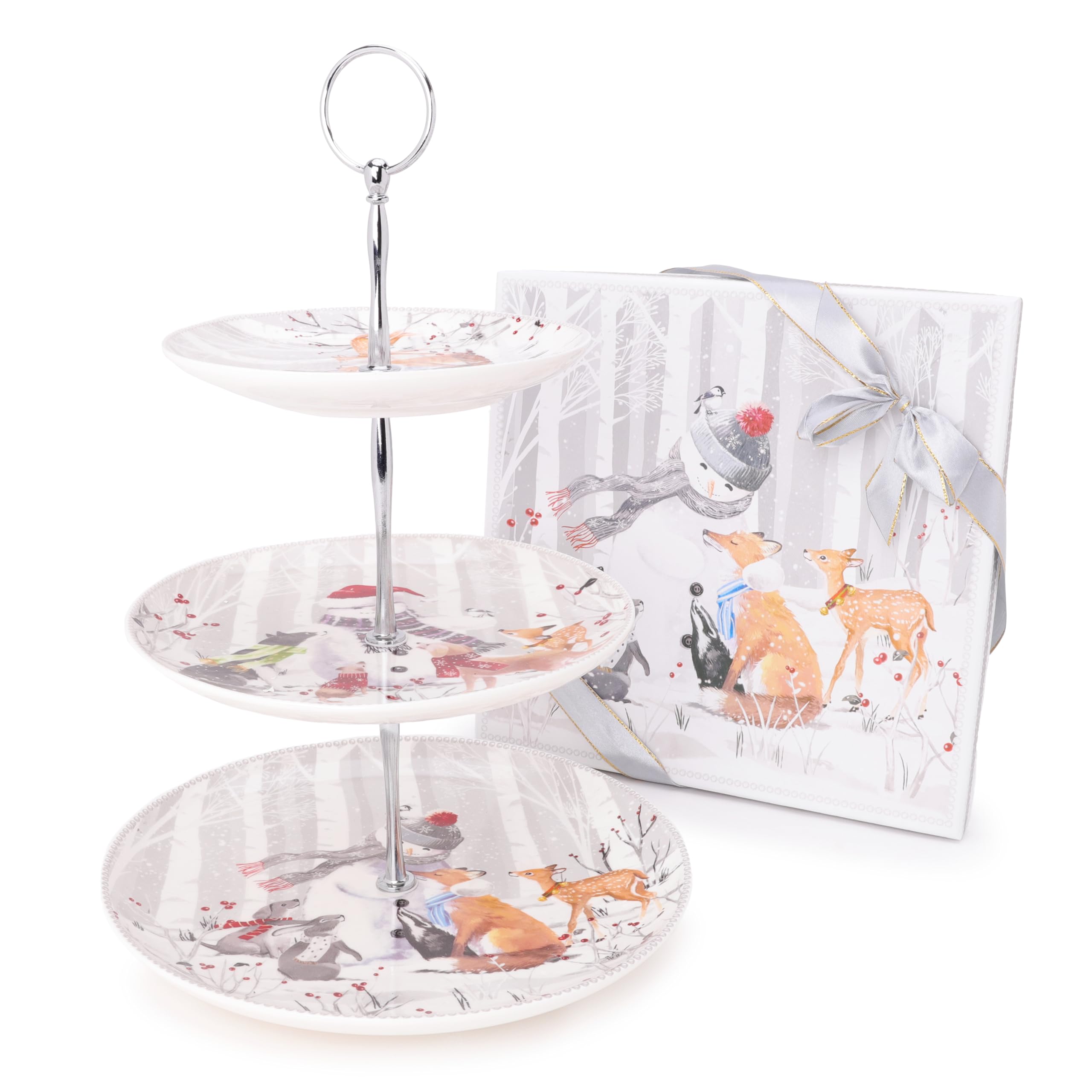 Christmas Concepts® Snowman & Friends Deluxe Ceramic Tableware Range (Cake Stand) — image 1
